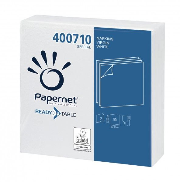 Papírové ubrousky TABLE, 33x33, 2 vrstvé, bíle, 50ks, papernet
